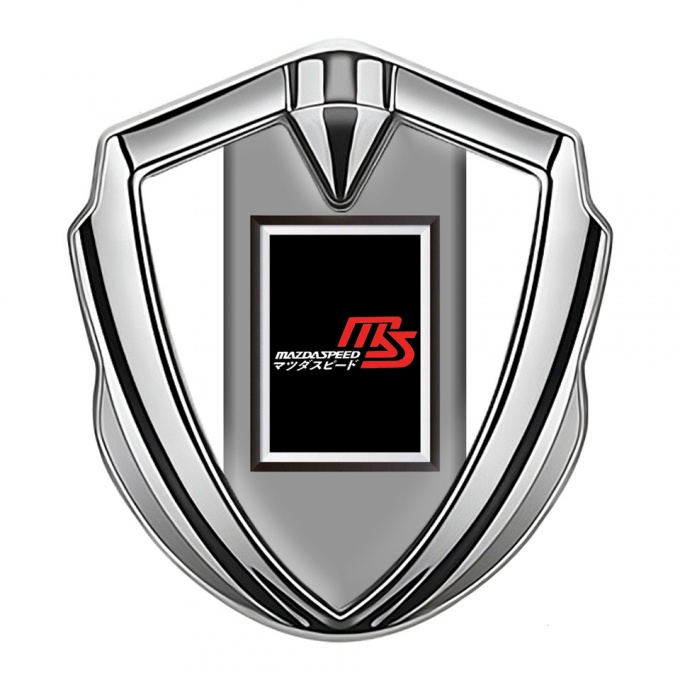 Mazda Speed Badge Self Adhesive Silver White Frame Japanese Design