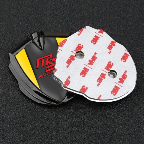 Mazda Speed Domed Emblem Badge Graphite Yellow Frame Sport Edition