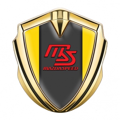 Mazda Speed Domed Emblem Badge Gold Yellow Frame Sport Edition
