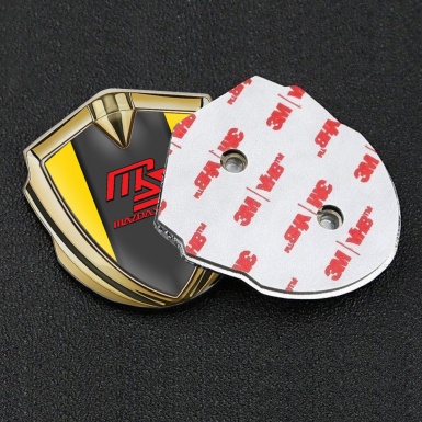 Mazda Speed Domed Emblem Badge Gold Yellow Frame Sport Edition