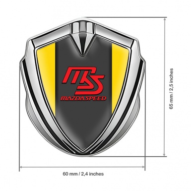 Mazda Speed Domed Emblem Badge Silver Yellow Frame Sport Edition