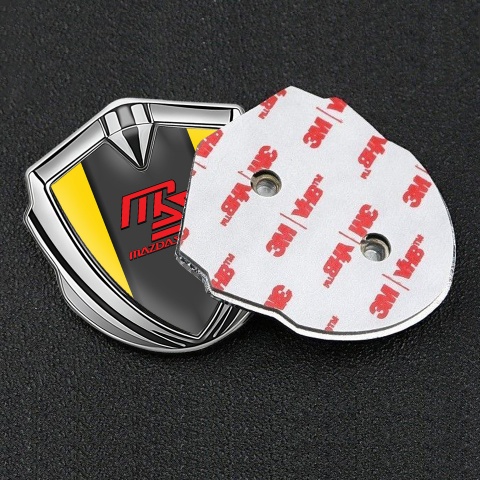 Mazda Speed Domed Emblem Badge Silver Yellow Frame Sport Edition