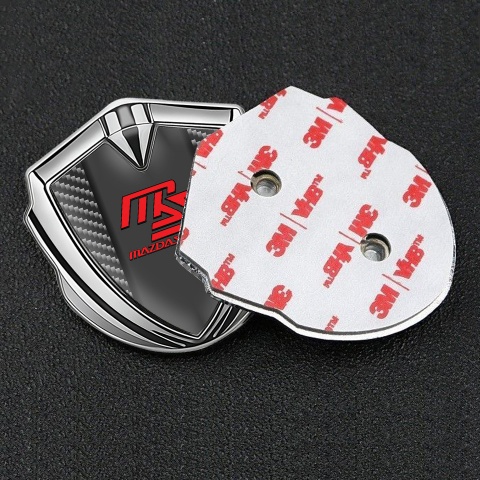 Mazda Speed Silicon Emblem Badge Silver Dark Carbon Frame Sport Edition