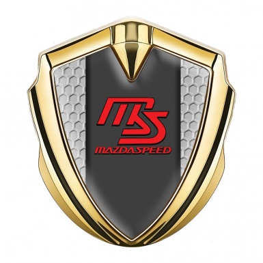 Mazda Speed Metal Domed Emblem Gold Honeycomb Frame Sport Edition