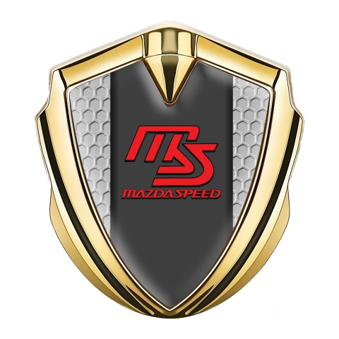 Mazda Speed Metal Domed Emblem Gold Honeycomb Frame Sport Edition
