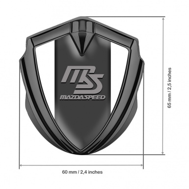 Mazda Speed Emblem Self Adhesive Graphite White Frame Sport Grey Logo