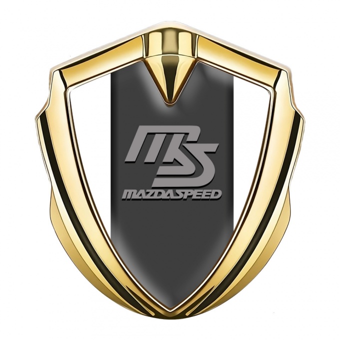 Mazda Speed Emblem Self Adhesive Gold White Frame Sport Grey Logo