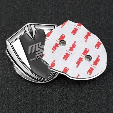 Mazda Speed Emblem Self Adhesive Silver White Frame Sport Grey Logo