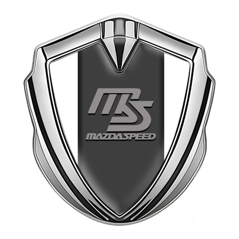 Mazda Speed Emblem Self Adhesive Silver White Frame Sport Grey Logo