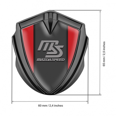 Mazda Speed Metal Emblem Badge Graphite Crimson Frame Sport Grey Logo