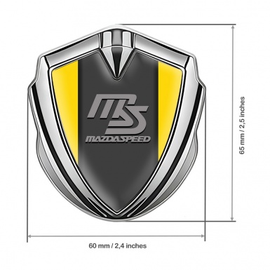 Mazda Speed Metal Emblem Badge Silver Yellow Frame Sport Grey Logo
