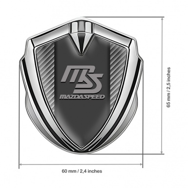 Mazda Speed Domed Emblem Badge Silver Light Carbon Sport Grey Logo
