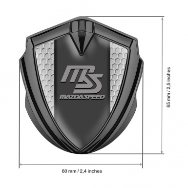 Mazda Speed Emblem Silicon Badge Graphite Honeycomb Sport Grey Logo