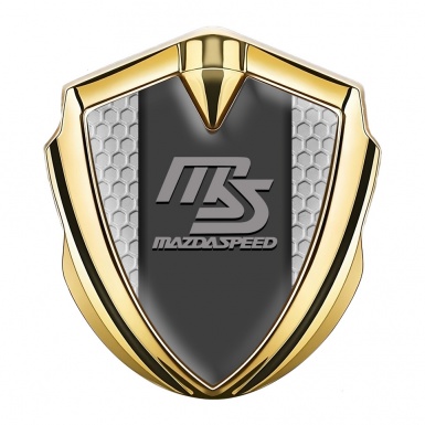 Mazda Speed Emblem Silicon Badge Gold Honeycomb Sport Grey Logo