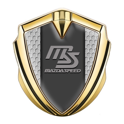 Mazda Speed Emblem Silicon Badge Gold Honeycomb Sport Grey Logo