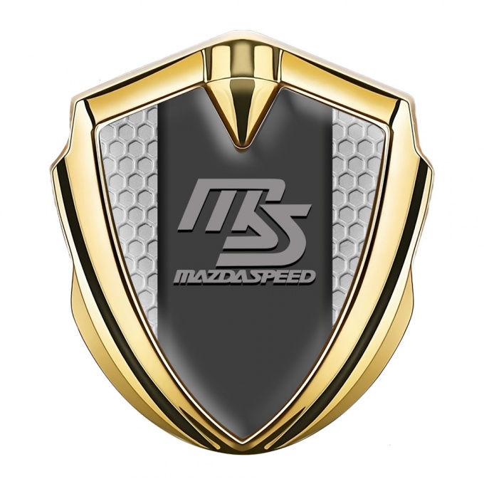 Mazda Speed Emblem Silicon Badge Gold Honeycomb Sport Grey Logo
