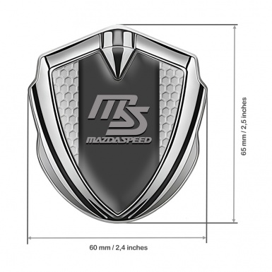 Mazda Speed Emblem Silicon Badge Silver Honeycomb Sport Grey Logo