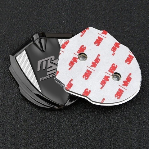 Mazda Speed Badge Self Adhesive Graphite White Carbon Sport Grey Logo