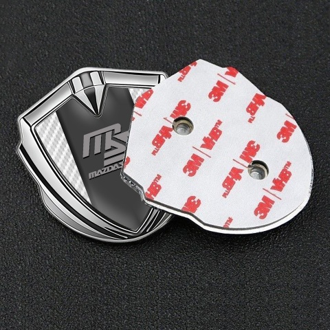 Mazda Speed Badge Self Adhesive Silver White Carbon Sport Grey Logo