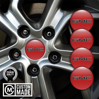 GMC Domed Stickers for Wheel Center Caps Red Edition