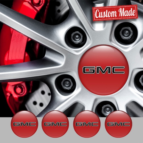 GMC Domed Stickers for Wheel Center Caps Red Edition