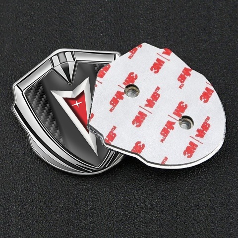 Pontiac Bodyside Emblem Self Adhesive Silver Black Carbon Classic Logo Edition