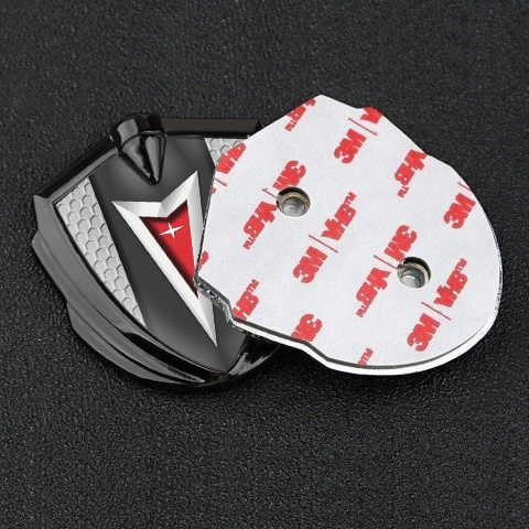 Pontiac Badge Self Adhesive Graphite Grey Honeycomb Classic Logo Edition