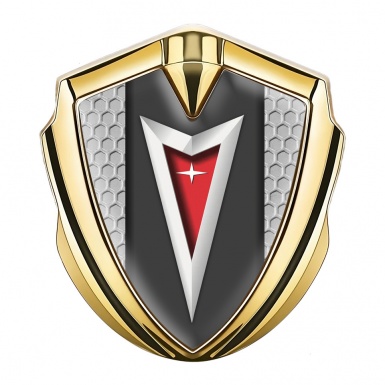 Pontiac Badge Self Adhesive Gold Grey Honeycomb Classic Logo Edition