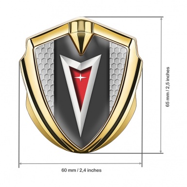 Pontiac Badge Self Adhesive Gold Grey Honeycomb Classic Logo Edition