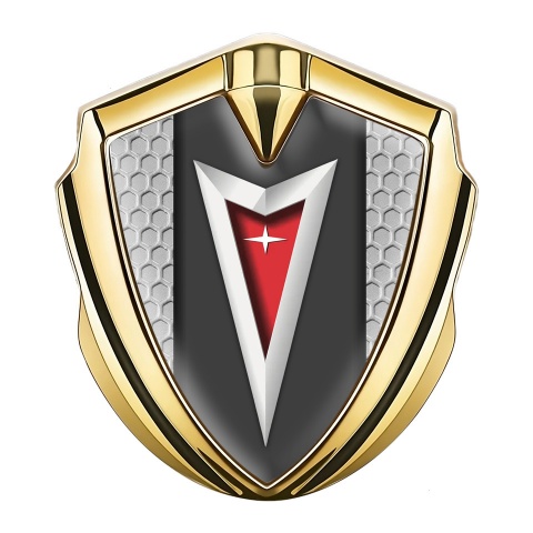 Pontiac Badge Self Adhesive Gold Grey Honeycomb Classic Logo Edition