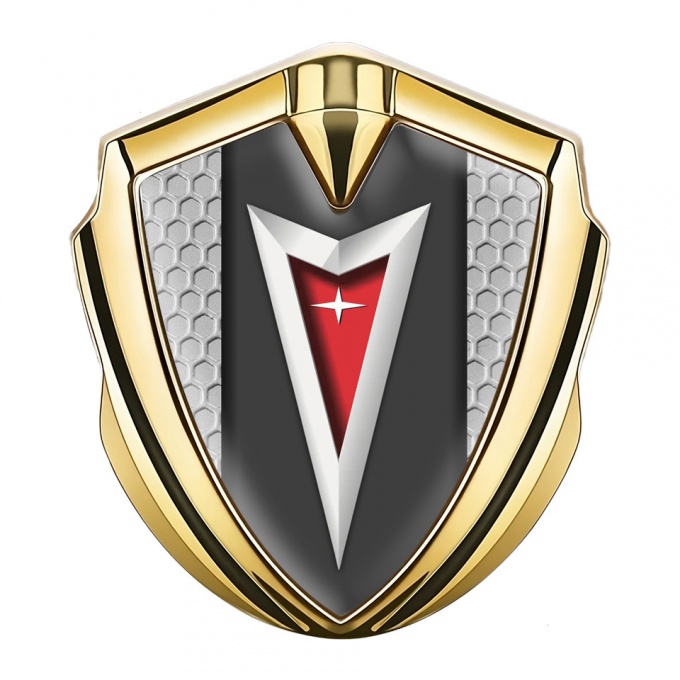 Pontiac Badge Self Adhesive Gold Grey Honeycomb Classic Logo Edition