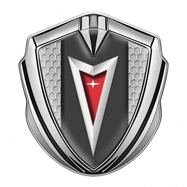 Pontiac Badge Self Adhesive Silver Grey Honeycomb Classic Logo Edition