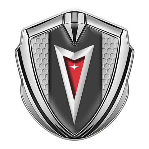 Pontiac Badge Self Adhesive Silver Grey Honeycomb Classic Logo Edition