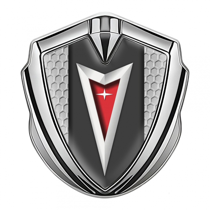 Pontiac Badge Self Adhesive Silver Grey Honeycomb Classic Logo Edition