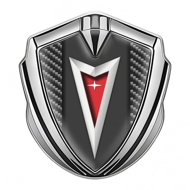 Pontiac Metal Emblem Self Adhesive Silver Dark Carbon Classic Logo Design