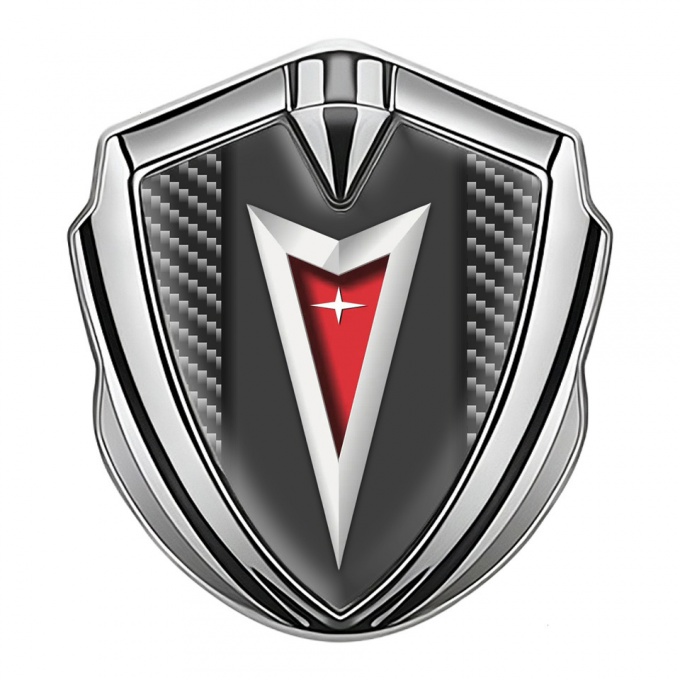 Pontiac Metal Emblem Self Adhesive Silver Dark Carbon Classic Logo Design