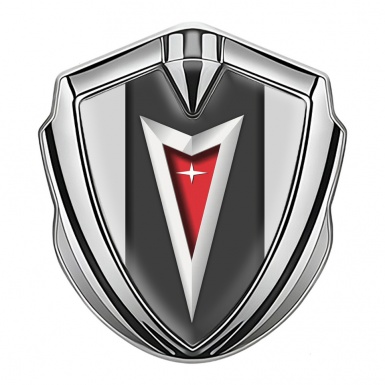 Pontiac Fender Emblem Badge Silver Grey Frame Classic Logo Design