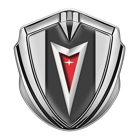 Pontiac Fender Emblem Badge Silver Grey Frame Classic Logo Design
