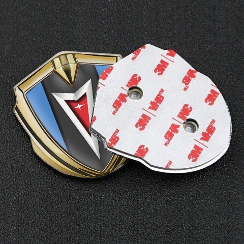 Pontiac Emblem Trunk Badge Gold Glacial Blue Classic Logo Edition