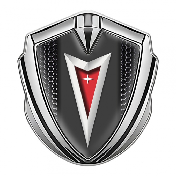Pontiac Emblem Self Adhesive Silver Black Grate Classic Logo Edition