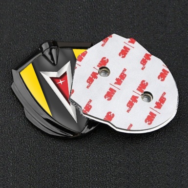 Pontiac Domed Emblem Badge Graphite Yellow Frame Classic Logo Edition