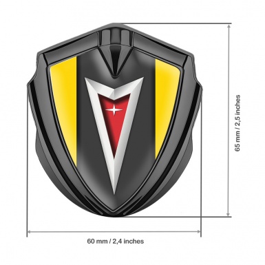 Pontiac Domed Emblem Badge Graphite Yellow Frame Classic Logo Edition