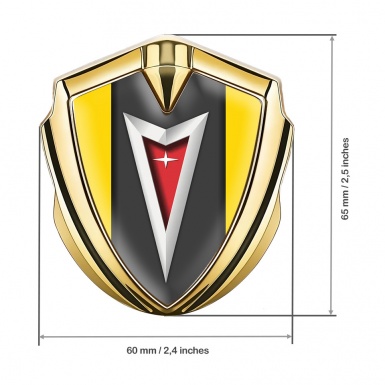 Pontiac Domed Emblem Badge Gold Yellow Frame Classic Logo Edition