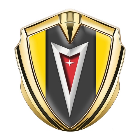 Pontiac Domed Emblem Badge Gold Yellow Frame Classic Logo Edition