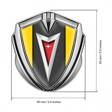 Pontiac Domed Emblem Badge Silver Yellow Frame Classic Logo Edition