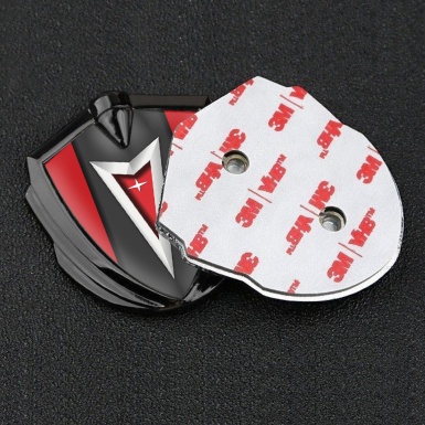 Pontiac Emblem Ornament Graphite Red Frame Classic Logo Edition