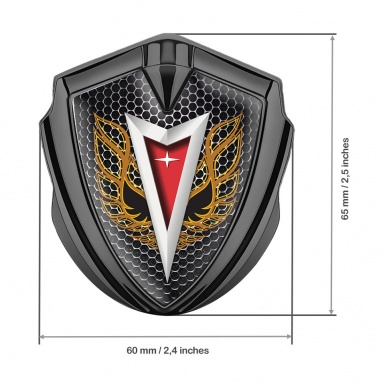 Pontiac Emblem Silicon Badge Graphite Dark Mesh Copper Firebird Wings
