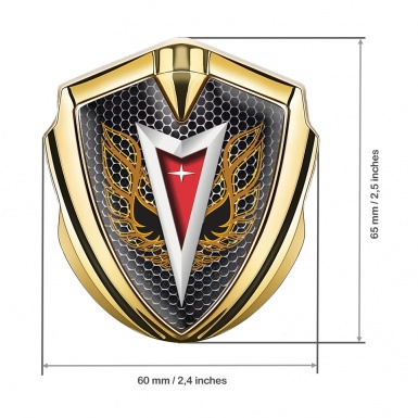 Pontiac Emblem Silicon Badge Gold Dark Mesh Copper Firebird Wings