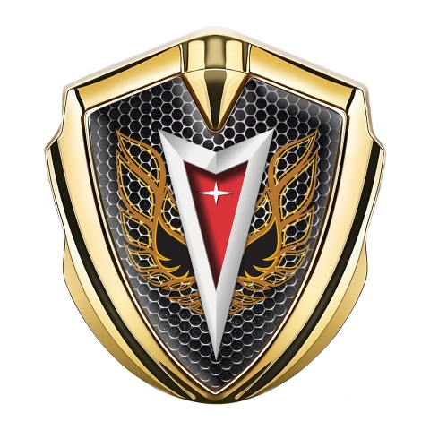 Pontiac Emblem Silicon Badge Gold Dark Mesh Copper Firebird Wings