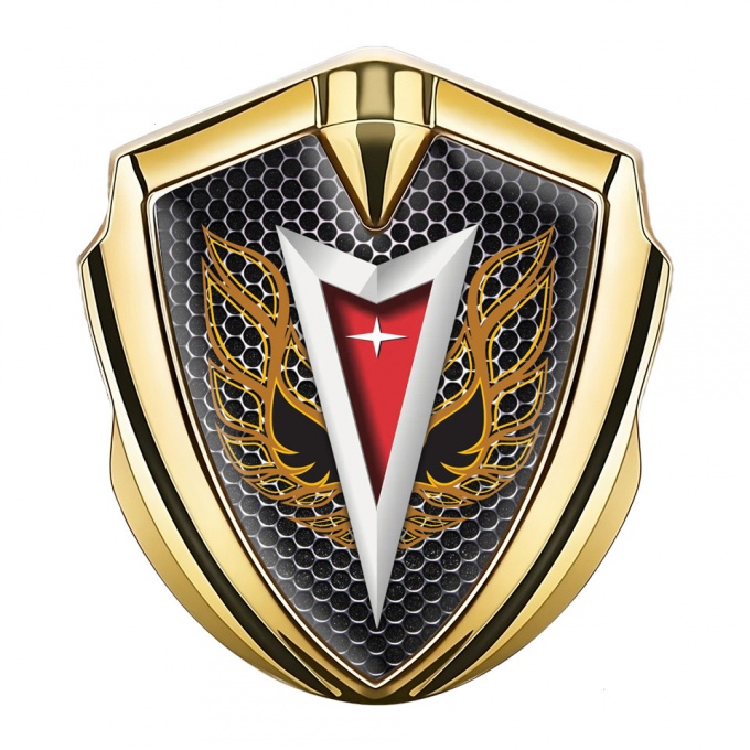 Pontiac Emblem Silicon Badge Gold Dark Mesh Copper Firebird Wings